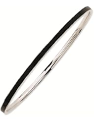 Sterling Silver Stackable Expressions Black Enamel Bangle Bracelet - Stackable Jewelry Collection