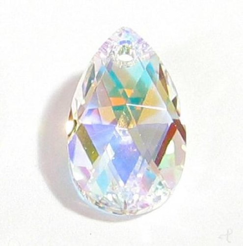 1 pc Swarovski Crystal 6106 Teardrop Charm Pendant Clear AB 22mm / Findings / Crystallized Element
