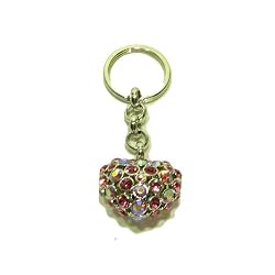 Swarovski Clear Crystal & Aura Borealis 3d Chain Key Chain Keychain Silver Tone Handbag Charm