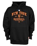 MLB New York Mets Adult Long Sleeve Hooded Fleece Pullover (Pro Black, Large)