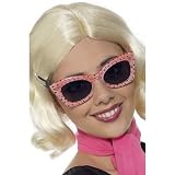 Pink glasses with black polka dots