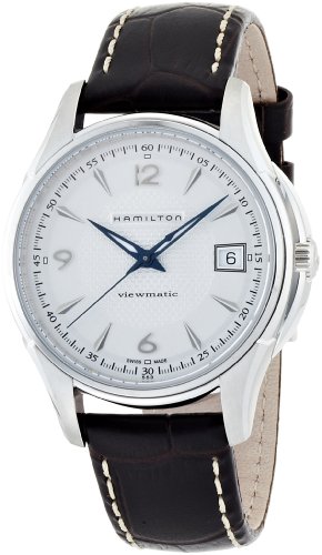 Hamilton Men's H32455557 JazzMaster Viewmatic Silver Dial Brown Strap Watch