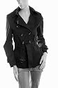 Schwarze Baumwolle Damen Trench Regen Jacke