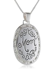 Sterling Silver "Mom Before I Could Understand Your Words I Understood Your Love" Oval Diamond Pendant Necklace (1/10 ct. t.w., I-J Color, I2-I3 Clarity), 18"