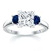2.01 CT PRINCESS DIAMOND W ROUND BLUE SAPPHIRE RING 18K