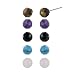 Sterling Silver Multi-Colored Genuine Stone Stud Earrings, 5 Pairs