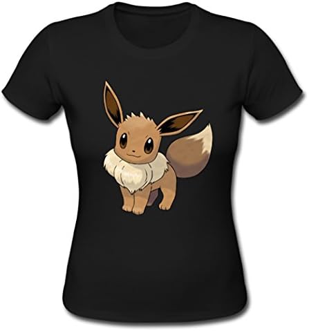 Buuban Girls Japanese Anime Pokemon Eevee T-shirt Tshirts Black L