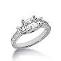 1.0 Ct Diamond Engagement Ring Princess Cut Antique Three Stone Style SI3 H