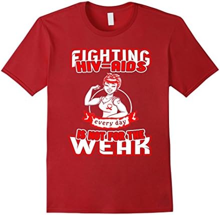 Men's Hiv Aids Awareness T Shirt - Fighting Hiv Aids Every Day  XL Cranberry