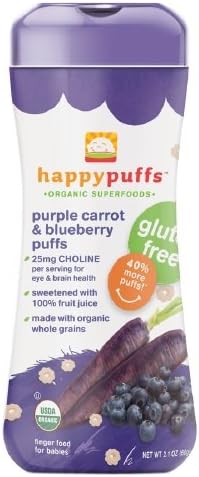 Happy Organic Finger Puffs For Your Babies (Purple Carrot and Blueberry, 1 Pack)