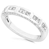 1/2ctw Princess & Round Diamond Band in 14kt White Gold (HI/I1-I2)