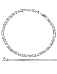 Silver Rhodium Plated 7.50" 7.2mm Polish Flat Wheat Like Bangle With Spring Ring Clasp