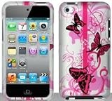 Pink Butterfly Hard Snap On Case Cover Faceplate Protector for Apple iPod Touch 4 4th Generation + Free Texi Gift Box
