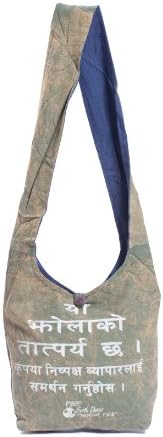 Earth Divas PG-02-DG Dark Green Cotton Young &amp; Fun Cross Body Shoulder Bag