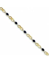 Genuine 14K Yellow Gold Diamond And Sapphire Oval Bracelet 3 Grams Of Gold 100% Satisfaction Guaranteed.