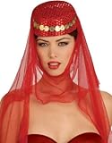 Red Sequin Harem Girl Belly Dancer Costume Hat & Veil