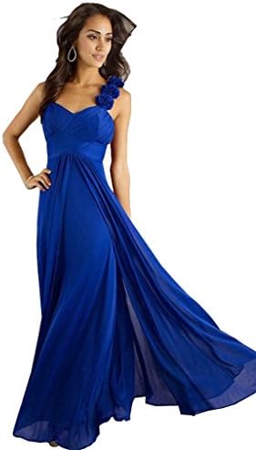 HaoSiJie Women's Shoulders Chiffon Bridesmaid Dress Size 18 US Royal Blue