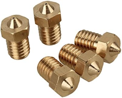 CNBTR yqltd 0.4mm Yellow Brass Nozzle 3D Printer Extruder Print Head for E3D J-head Nozzle 1.75mm Filament Pack of 5