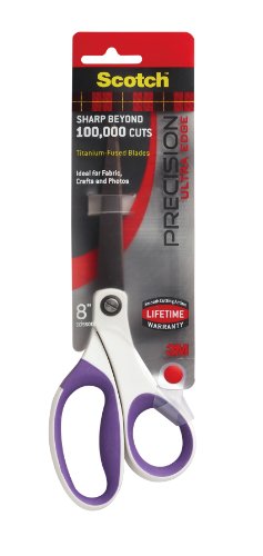 Scotch Precision Titanium Blade Scissors, 8 Inch, Purple/Green/Blue, 6 Pack (1458TU-MIX)