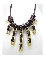 Saddle Brown Leather Necklace In White Base