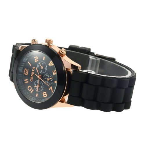 YKS Black Unisex Geneva Silicone Jelly Gel Quartz Analog Sports Wrist Watch