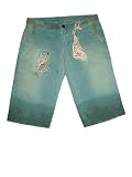 JENNY JEN Patch Bermuda Shorts in Aqua Blue