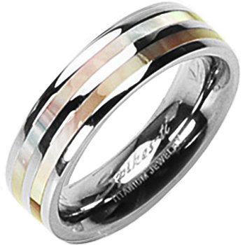 Spikes Titanium Mother of Pearl Inlay Ring