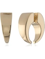 Roman Luxe Gold-Tone Frontal and Back Tailored Hoops Earrings