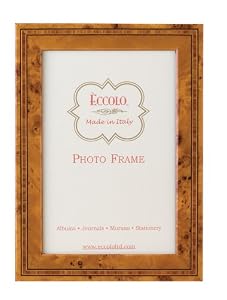 Italian Wooden Picture Frame, Burl with Etching