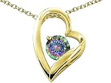 1.30 cts 14k Gold Heart Shaped Genuine Round Mystic Topaz Pendant - 14kt White or Yellow Gold