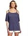 LAmade Women's Off Shoulder Tunic Shirt, Night Shadow, Small