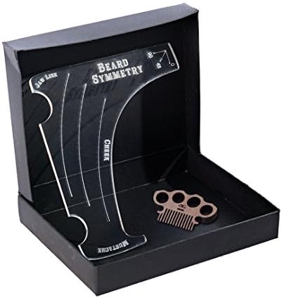 The Beard Symmetry 2.0 &amp; Mini Knuckles Comb! Ultimate Beard &amp; Mustache Shaping Tool For Perfect Lines