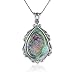 Sterling Silver Marcasite and Abalone Pear-Shaped Pendant, 18"