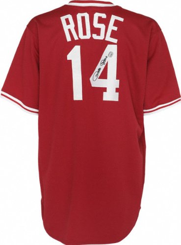 Pete Rose Autographed Jersey | Details: Cincinnati Reds, Throwback, Red, Majestic