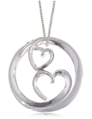 Sterling Silver "Love Grows In A Mothers Heart" Two Open Hearts In A Circle Pendant Necklace, 18"