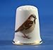 Porcelain China Collectable Thimble - British Birds Series, Sparrow - Free Gift Box