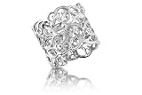 14K White Gold Matte-Finish Hand-Crafted Designer Ring, Enhanced with Bezel Set Diamonds.