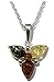 Sterling Silver Multi-Color Amber Flower Pendant on Italian Rolo Chain, 18"