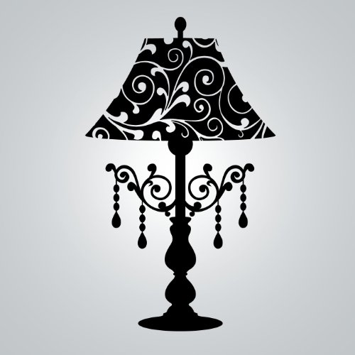 Wall Art Lamp with Rhinestones, Peel-Stick, Black