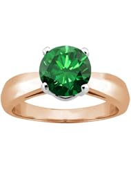 1.10 Ct Round Green SI1/SI2 Diamond 14K Rose Gold Ring