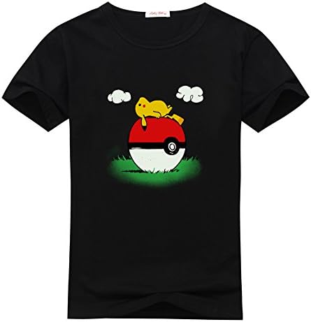 AaronSanders Womens Pikachu Pattern Black T-shirts Size L