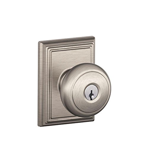 Schlage F51A AND 619 ADD Addison Collection Andover Keyed Entry Knob, Satin Nickel