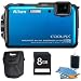 COOLPIX AW110 16MP Waterproof Shockproof Freezeproof Blue Digital Camera with 8GB Memory Bundle. Bundle Includes 8GB Memory Card, Ultra-Compact Digital Camera Deluxe Carrying Case , and 3pc. Lens Cleaning Kit.
