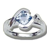 .18 CT 6MM CHECKERCUT AQUA LADIES WHITE RING