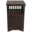 Handmade 26" Classic Contemporary Black Wood Accent / End Table With Cabinet Space
