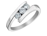 2 Carat Diamond Ring - Three Stone Diamond Anniversary Ring 1/2 Carat (ctw) in 14K White Gold On Sale