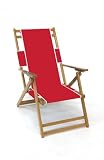 Heavy Duty Wood Beach Chair No Foot Rest - Logo Red Color