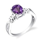 Sterling Silver 1.00 cts Oval Shape Amethyst Ring Size 6