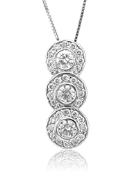 14k White Gold Round Diamond Pendant Necklace (GH, I1-I2, 0.74 carat) [Jewelry]