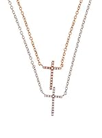 Silver One Gargantillas Dúo de Cruces Oro Rosa